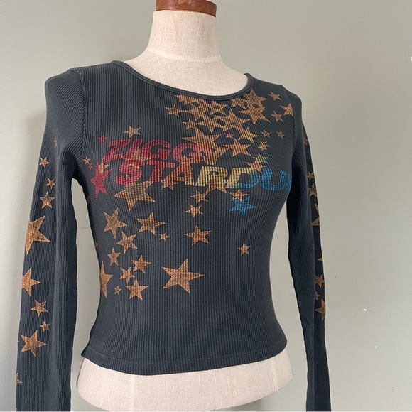 Daydreamer Gray Stardust Crop Top Henley NWOT Medium - Picture 2 of 9